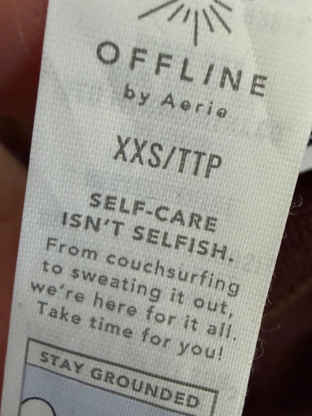 Offline by Aerie Cropped Long-Sleeve Crewneck Top - Brown size XXS - Picture 7 of 8